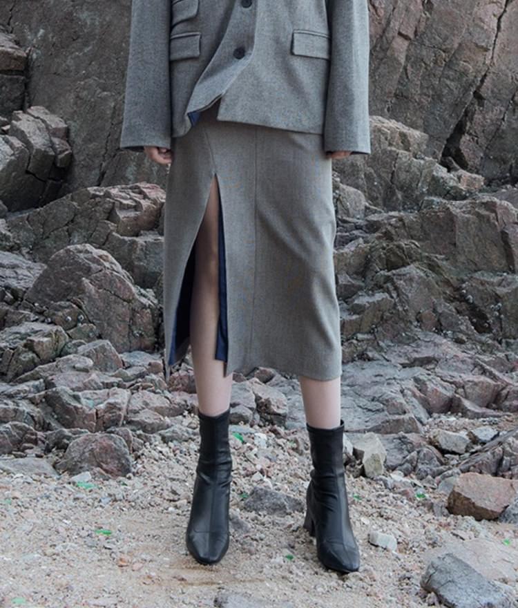 CHECK SLIT SKIRT