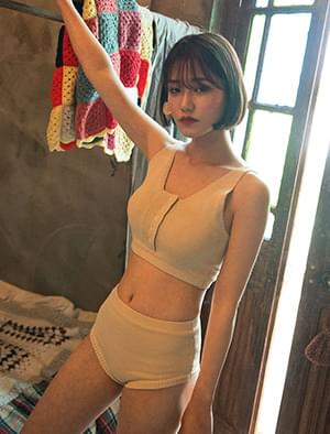 5color simple button tankini 泳裝