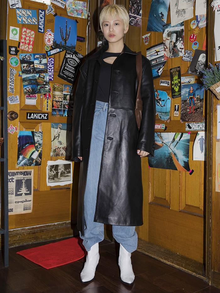 high-quality real leather long coat - UNISEX