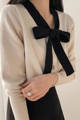 Colored ribbon cardigan