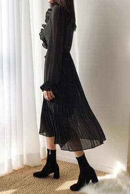 Pleated dot dress