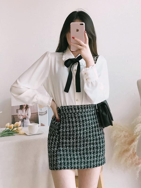 Shine tweed skirt