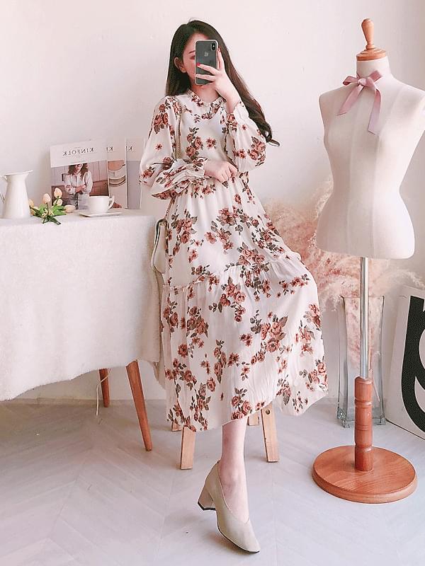 Springtime chrysanthemum long dress