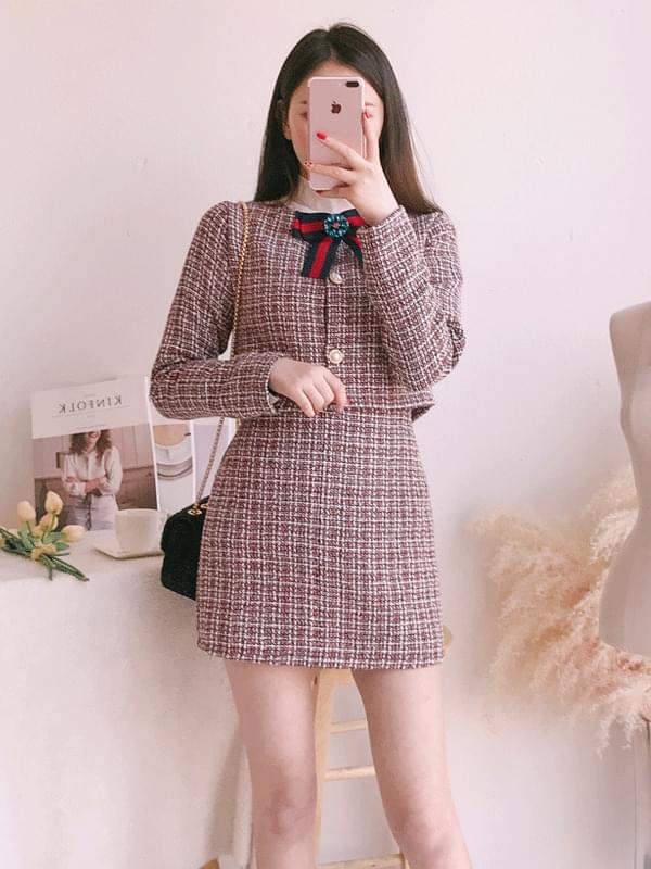 Rose Pearl Tweed Short Jacket