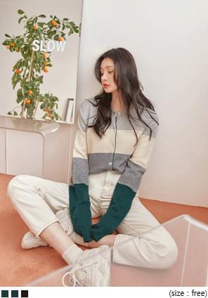 MOGEN COLOR MIX KNIT CARDIGAN