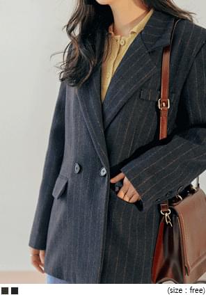 COMMA WOOL STRIPE DOUBLE JACKET