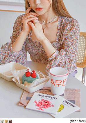 RINA FLOWER SMOKE BANDING BLOUSE