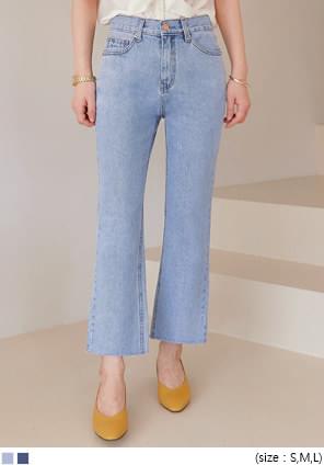 TIA CUTTING STRAIGHT DENIM PANTS