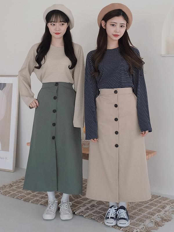 Camille Button Long Skirt