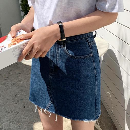 Light denim mini skirt