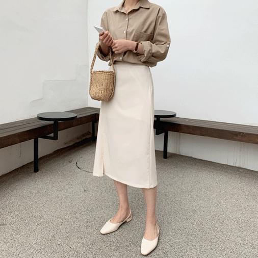 Linen basic wide shirt