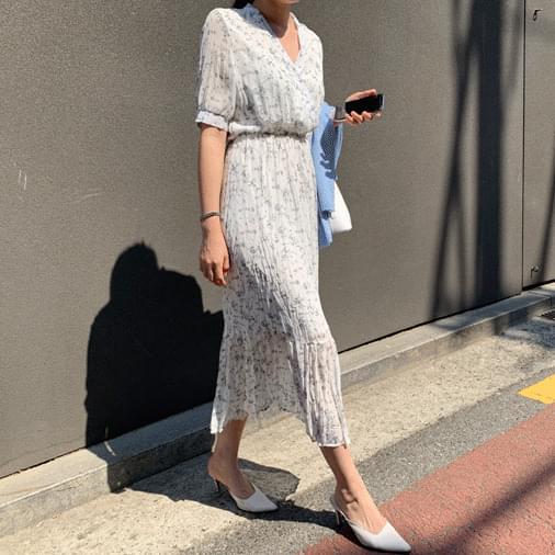 Blooming Wrinkle Flower Long Dress