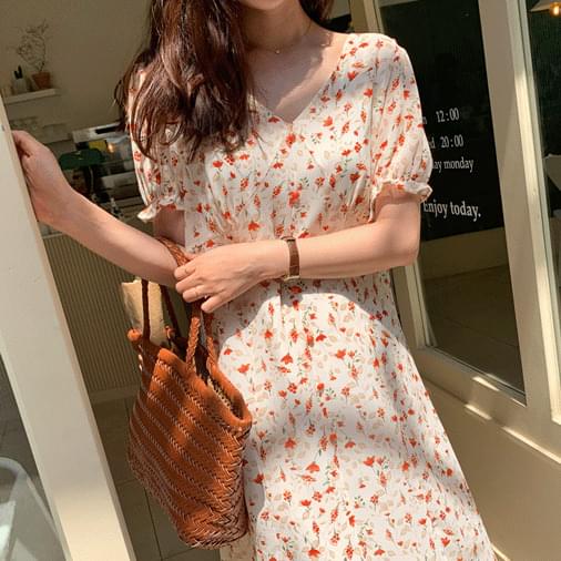 Apple mint flower long dress