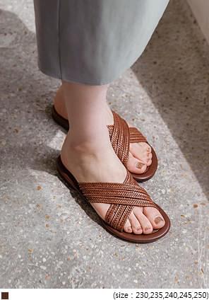 LOYT BROWN RATTAN SLIPPER - 2 TYPE