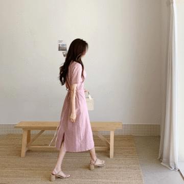 Linen shearing strap dress