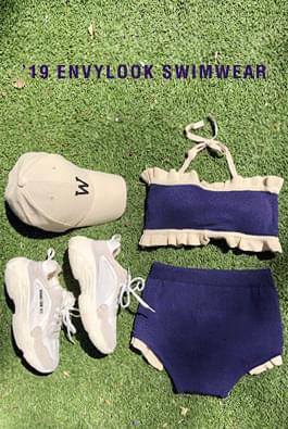 Knit frill bikini