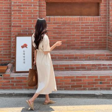 Linen to Pocket Strap Long Dress