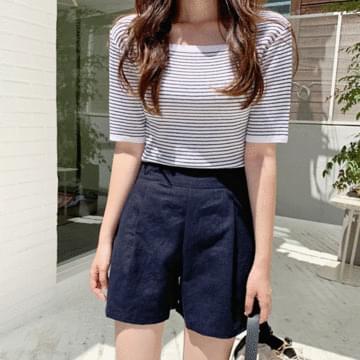 Marine striped knit short sleeve