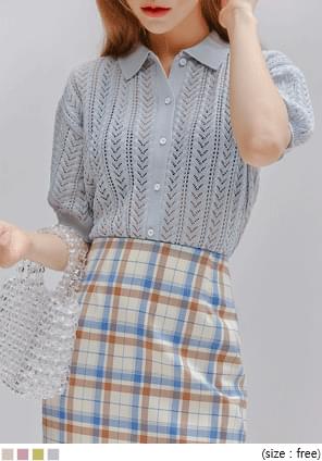 SCORE PUNCHING 1/2 KNIT CARDIGAN