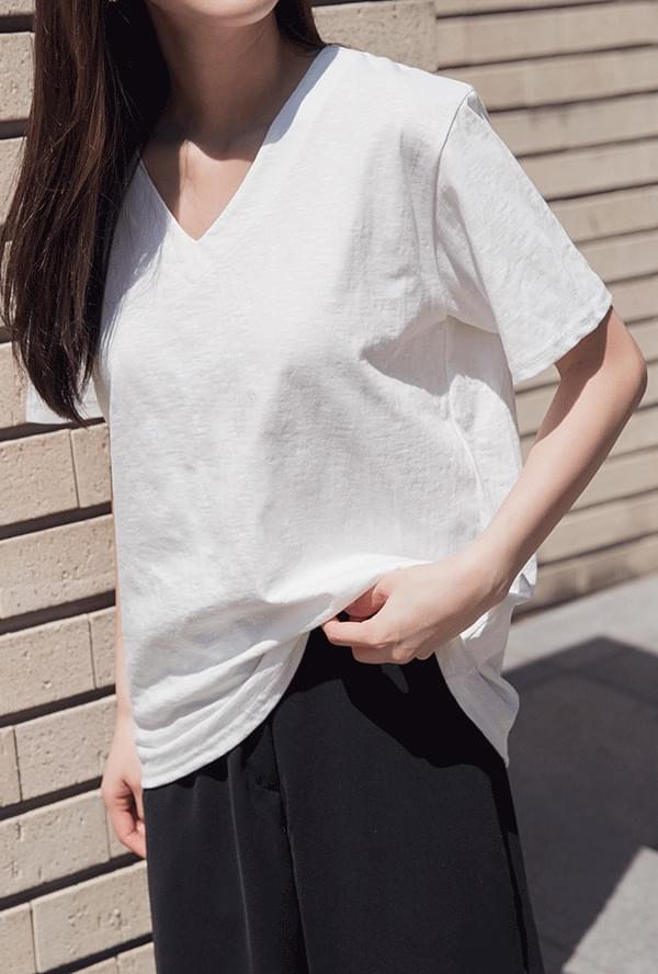 Cotton V-neck Short Sleeve Polo Shirt