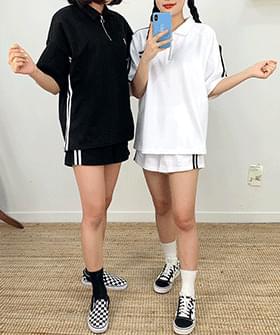 두줄폴트반팔T