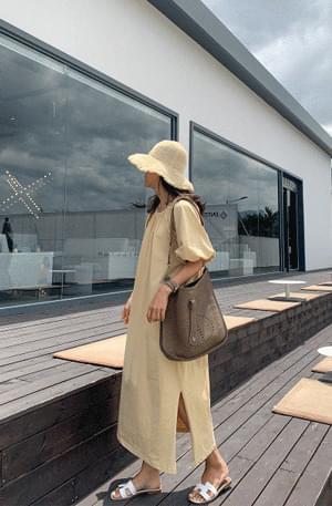 Off Shirring Long Dress