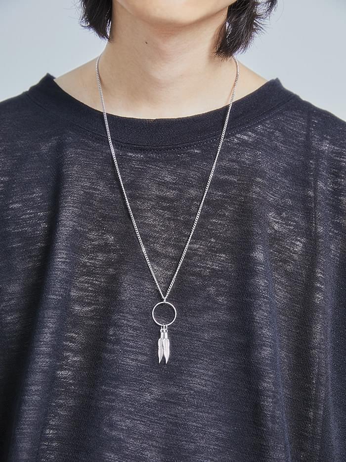 leaf o-ring silver necklace