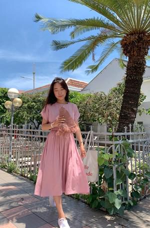 Pink Whirly Boat Neck Dress
