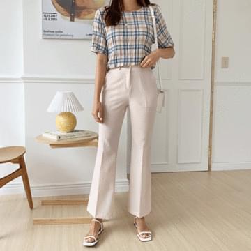 Calle linen checked blouse