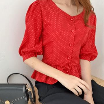 Blanc dot frilly blouse