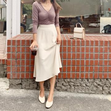 Lina Shirring long-sleeved T-shirt