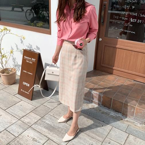 Little Bee Check Long Skirt