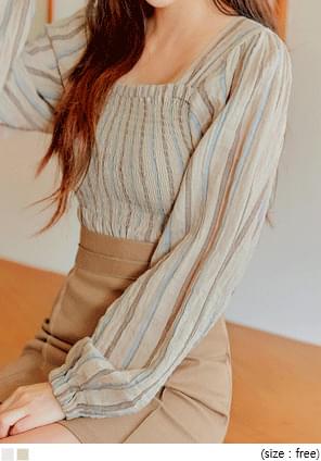 KLOND STRIPE SMOKE PUFF BLOUSE