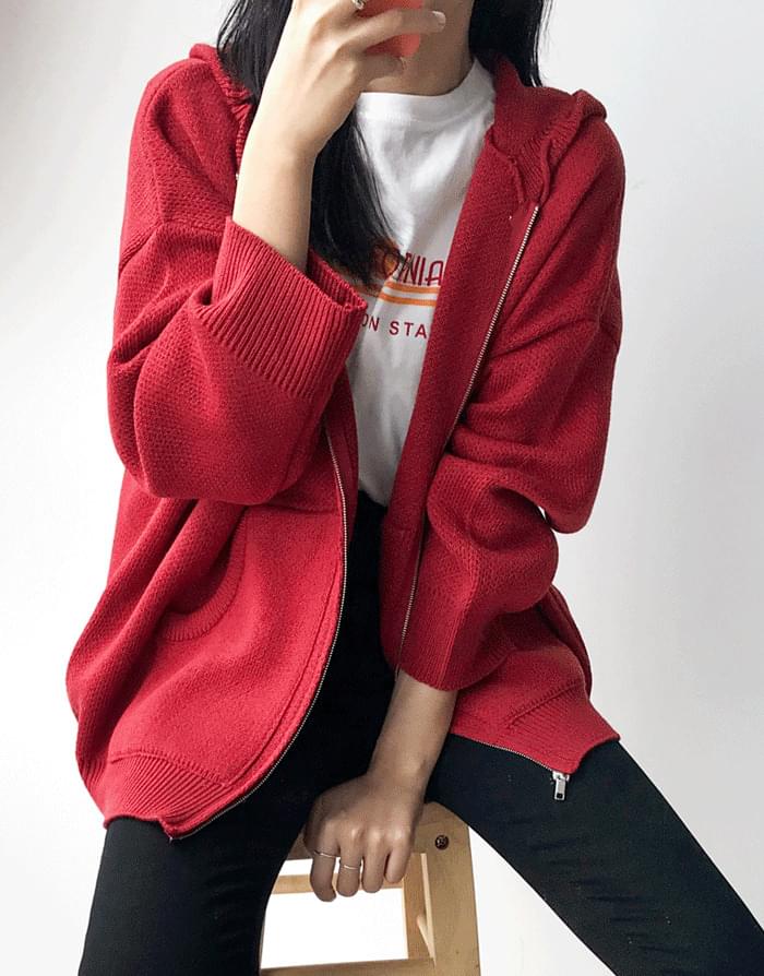 Knit Hood Zip-up