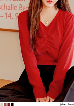 SIDNEY SHIRRING PUFF CROP KNIT