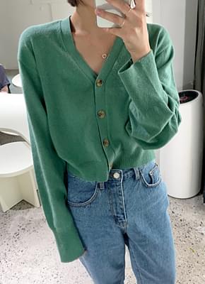 Wool 45 crop V-neck cardigan