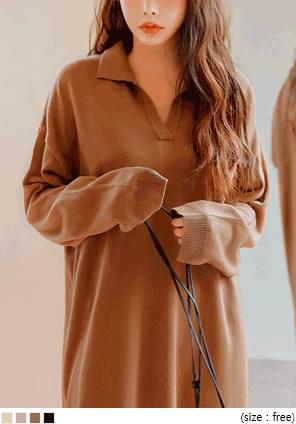 WILMA COLLAR SLIT KNIT LONG OPS