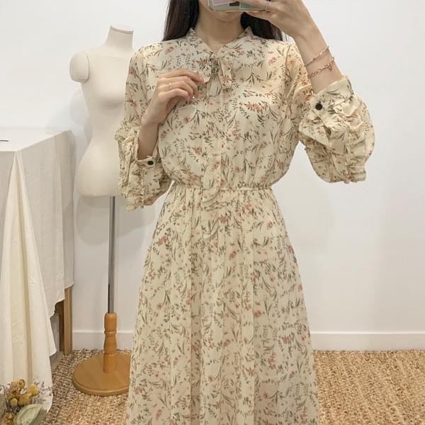 Liz Flower Frill Long Dress