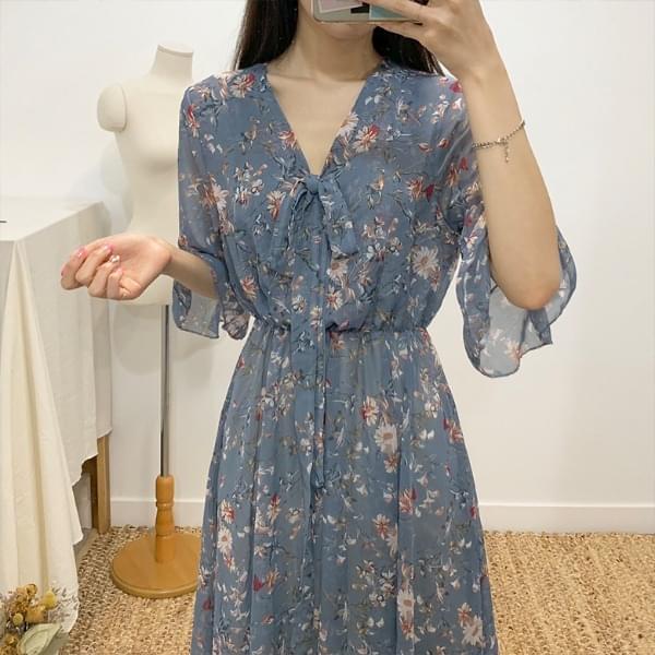 Rania V Flower Long Dress
