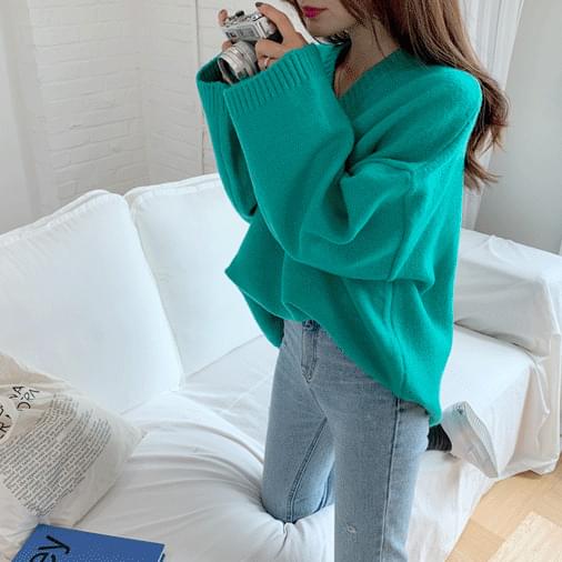 Maxi V-neck overfit knit