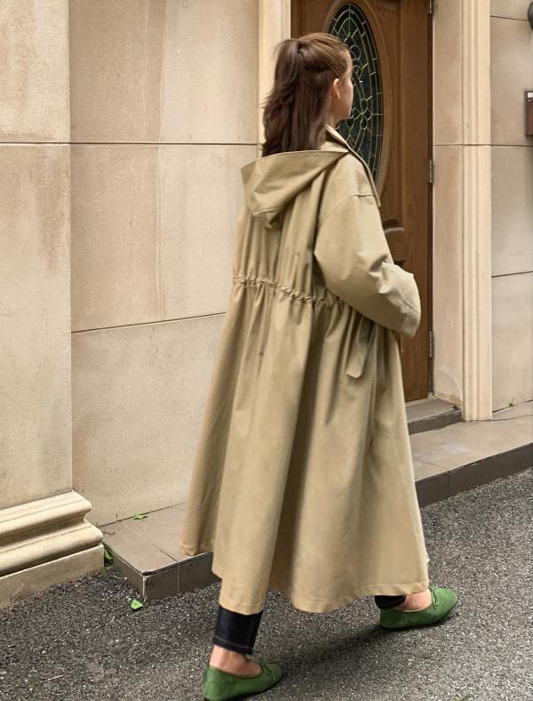 a-line hood trench coat