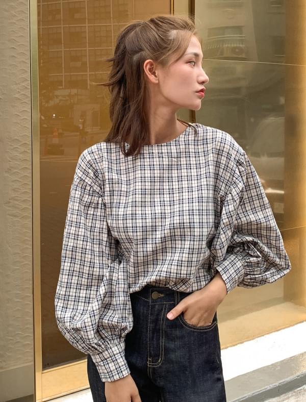 vintage mood check blouse