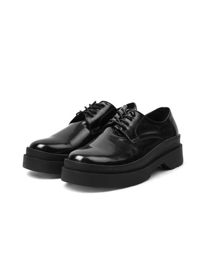 glossy cow hide platform loafer
