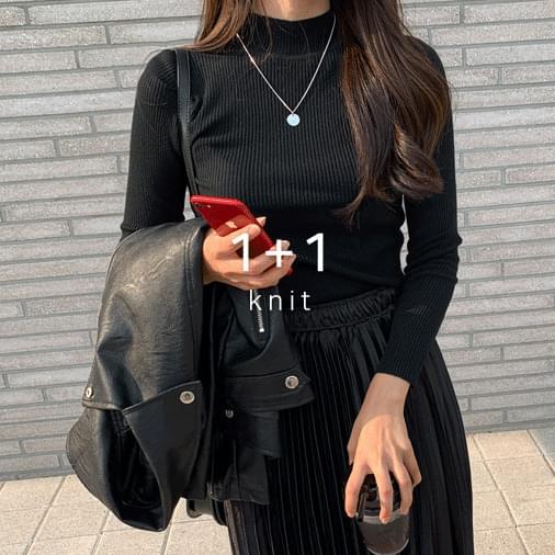 Rachel ribbed half-neck knit 1 + 1