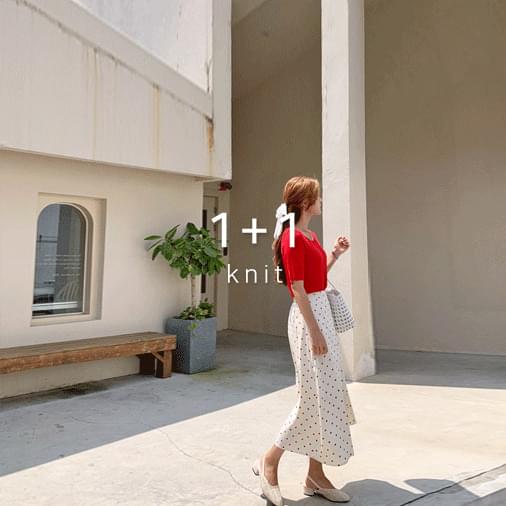 Simple kid square neck knit 1 + 1