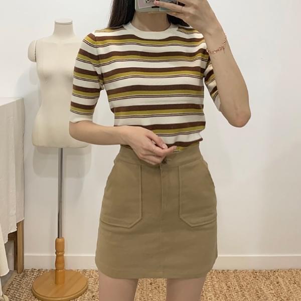 Anteide striped slim knit