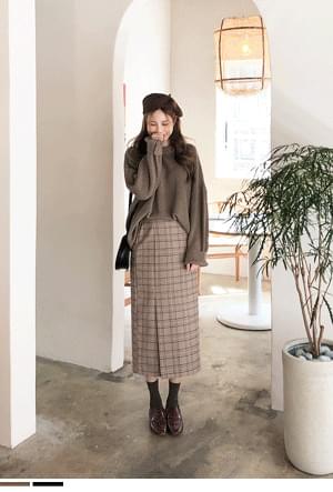 Tantan check long skirt