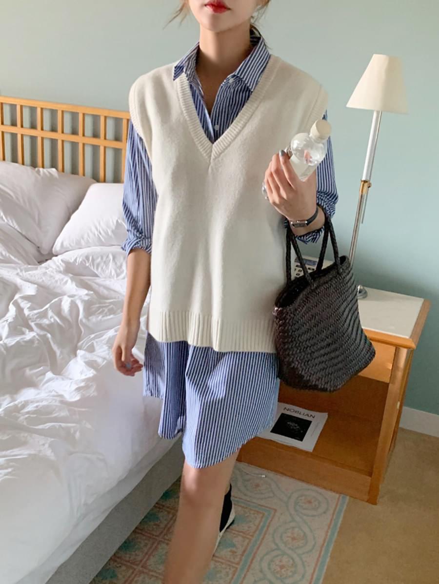 데일리 니트 조끼
