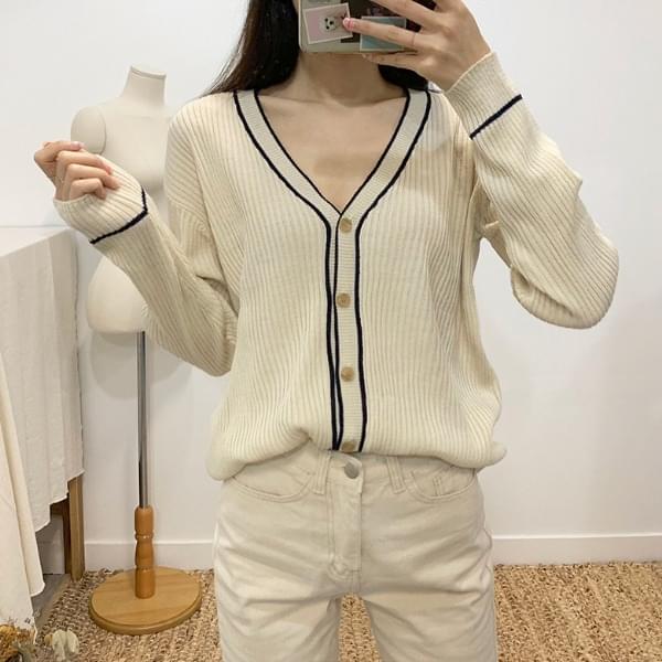 Edelin v neck ribbed knit cardigan