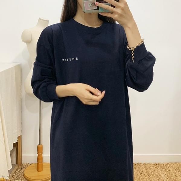 Boston printing long T-shirt dress